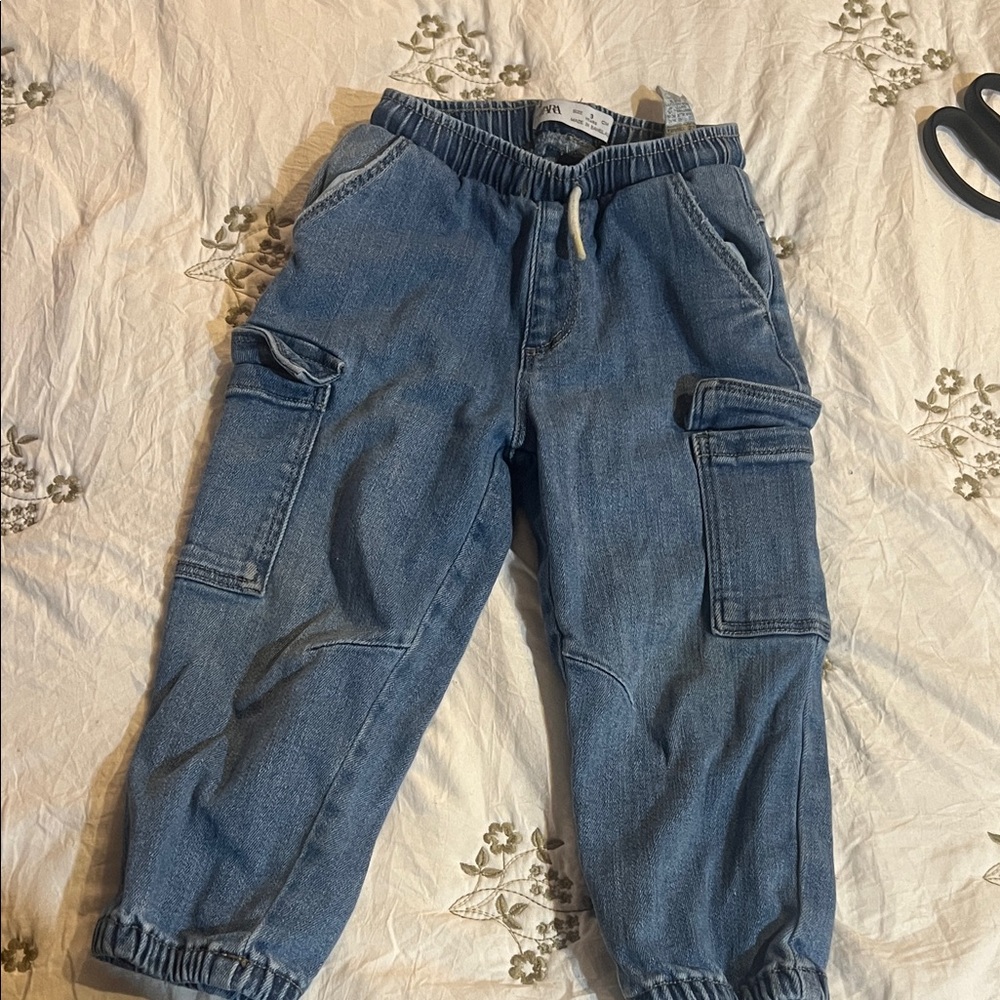 Zara Kids Blue Cargo Jeans